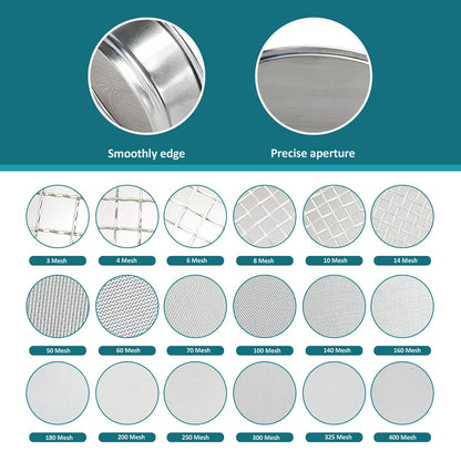 304 Stainless Steel Mesh Lab Sieve, 80 Mesh (0.2mm) Aperture Test Sieve, 4inch(10cm) Diameter Economy Standard Analysis Sample Test Sieves for Industrial Laboratory Homes - Colors A