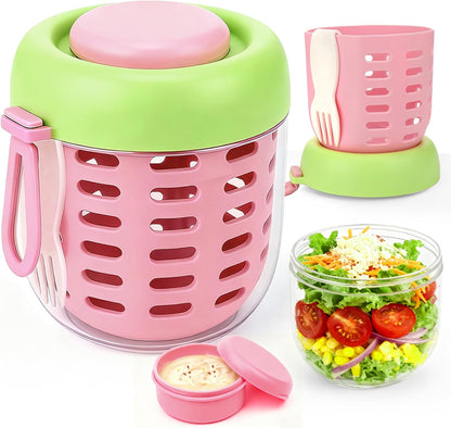 Mity rain Salad Pod with Dressing Container, Salad Jar with Inner Layer & Spoon, Salads Jars Pods with Lids, Microwave/Dishwasher/Freezer Safe Ideal for Meal Prep Office Home Travel