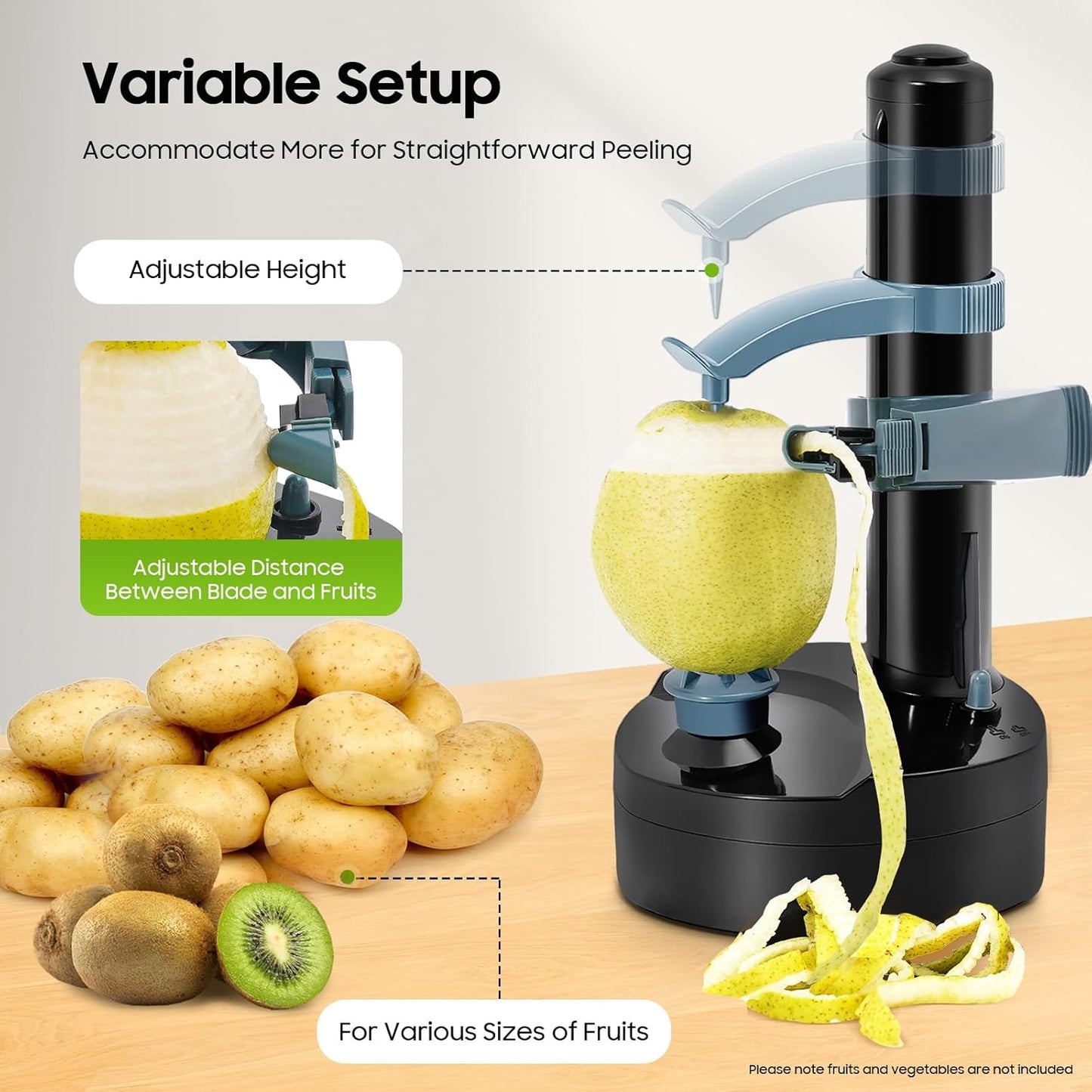 Electric Potato Peeler Machine with 2 Spare Blades, Automatic Potato Peeler Stainless Steel Swivel Vegetable Fruits Fruit Potato Peeler, Apple Paring Machine Kitchen Peeling Tool