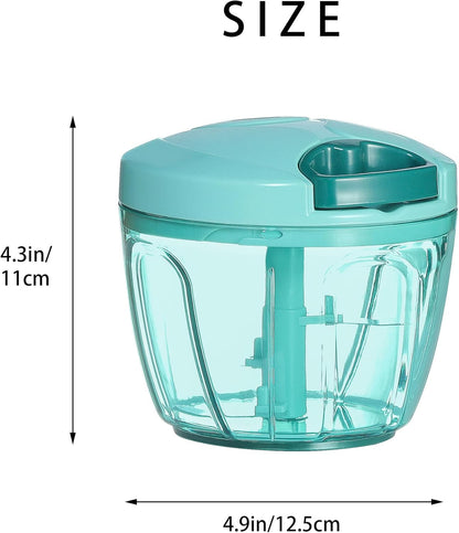Ourokhome Manual Food Processor Vegetable Chopper, Portable Hand Pull String Garlic Mincer Onion Cutter for Veggies, Ginger, Fruits, Nuts, Herbs, etc., 500ml, Deep Blue