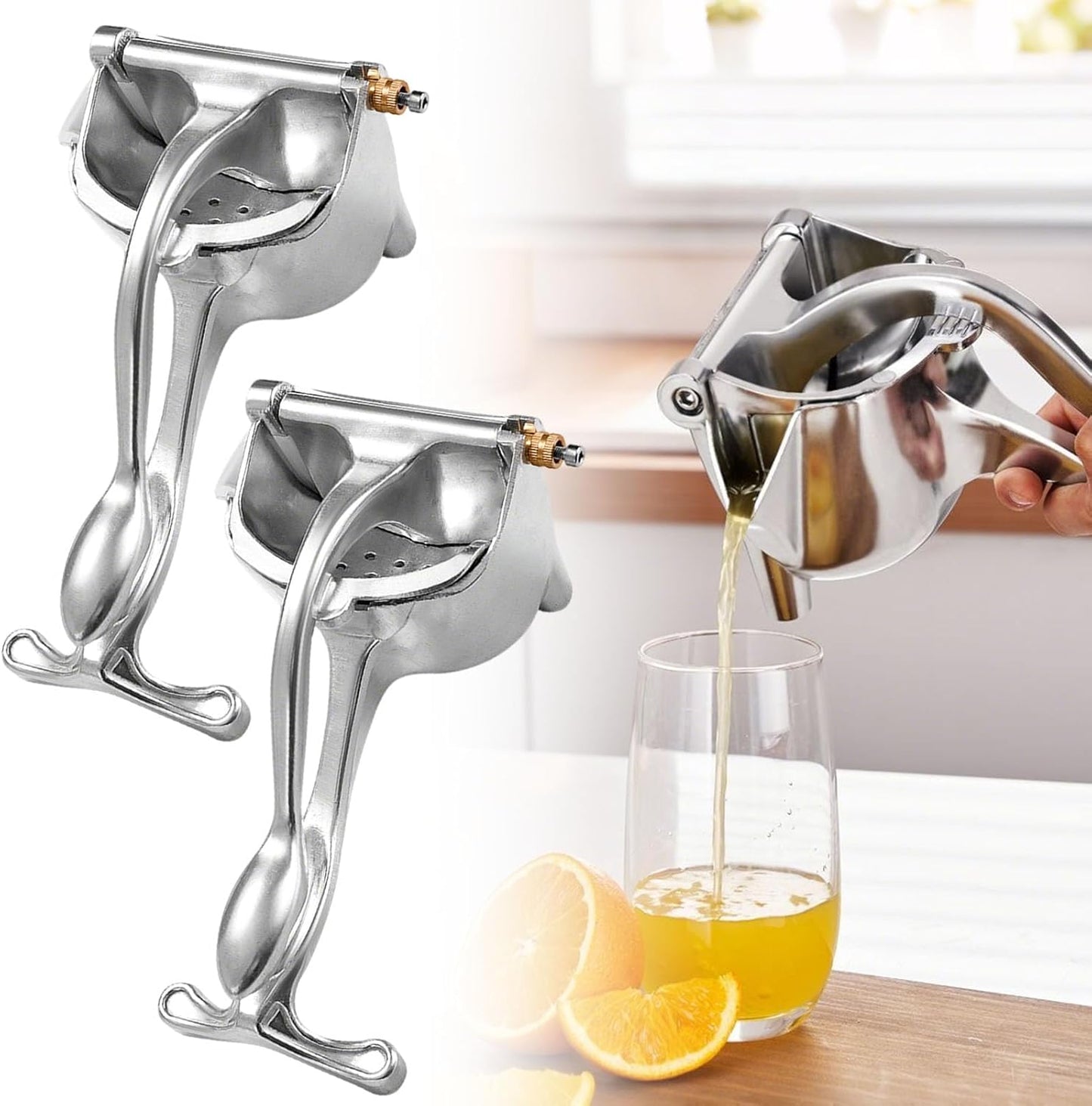 2026 Upgrade Heavy Duty Manual Fruit Juicer Press, Stainless Steel Manual Juicer, Ergonomic Grip Citrus Squeezer, Compact Kitchen Handheld Juice Press for Home (1 PCS)