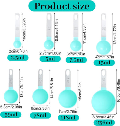 8 PCS Measuring Cups and Spoons Set, Nesting Measuring Cups and Spoons with Stainless Steel Handle, Clear and Easy to Read Kitchen Essentials Gadgets for Dry or Liquid Ingredients