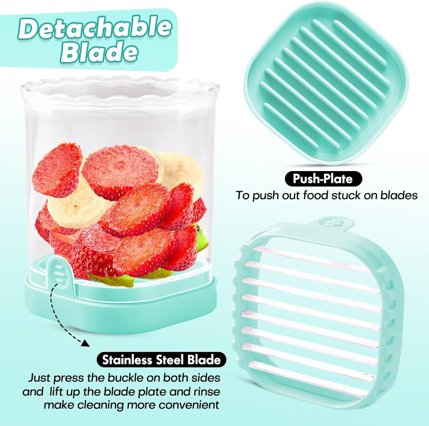 Creative Strawberry & Fruit Slicer - Detachable Cutter with Push Plate (Black)