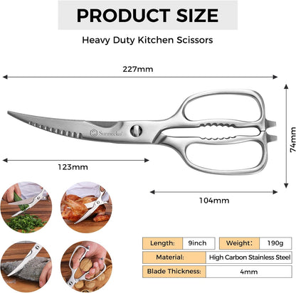 Sunnecko Kitchen Scissors All Purpose Heavy Duty Scissors Titanium Coated, Kitchen Shears for Food, Micro Serrated with Detachable Blades