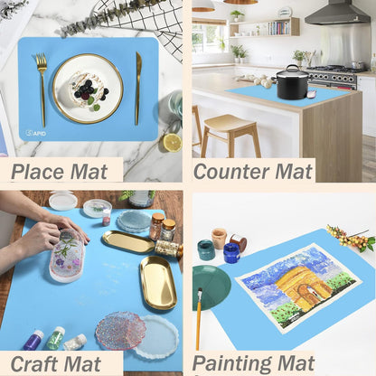 Extra Large Silicone Mat 36" x 24" Place Mats, Heat Resistant Mat for Kitchen Countertop Protector, Thick Placemats Washable Silicone Mats for Kitchen Counter Mat Dining Table Mat, Grey, Sapid