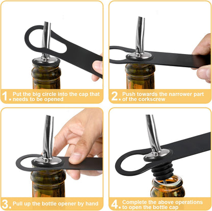 2 Pieces Bottle Opener and Pour Spout Remover Flat Bar Key for Bartenders Stainless Steel Speed Opener Multifunction Dog Bone Wine Bottle Opener for Home Kitchen Party and Bar