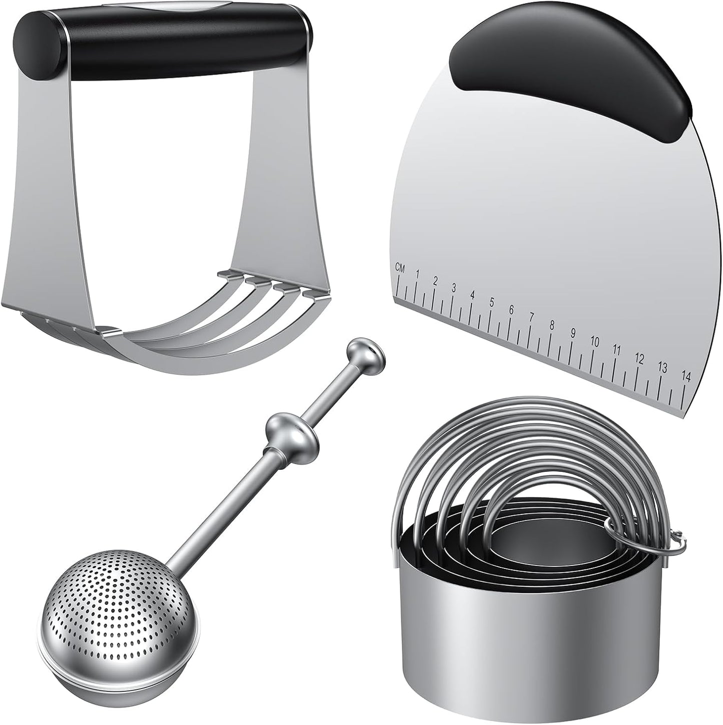 Biscuit Cutter Set, Dough Blender, Pastry Cutter, Biscuit Cutter, Dough Cutter,Pastry Cutter Set, Round Sifter,Baking Dough Tools for Cooking Cookies (3 Pcs/Set)
