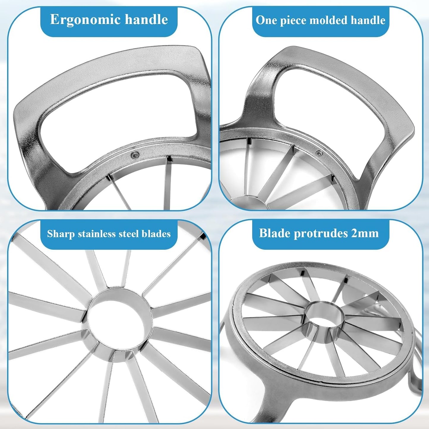 Apple Slicer and Corer, Basic Model with 12 Sharp Stainless Steel Blades - Zinc Alloy Case for Effortless Slicing & Coring