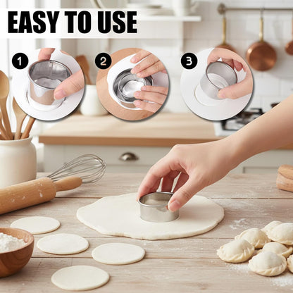 6 Pcs Round Cookie Cutter Set (2, 3, 3.5, 4, 5, 6 Inch) Stainless Steel Round Biscuit Cutters Circle Biscuit Cookie Cutters Large Circle Cutter for Food Baking Biscuits,Pastry,Donuts