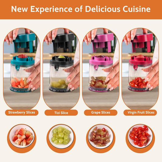 Fruit Slicer Cup: Strawberry Slicer - Tomato Grape Cutter Cup - Egg Slicers - Quarter Extrusion Fruit Divider - Strawberry Cutter Kitchen Gadgets Speed Cutters for Banana Grape Egg (Red)