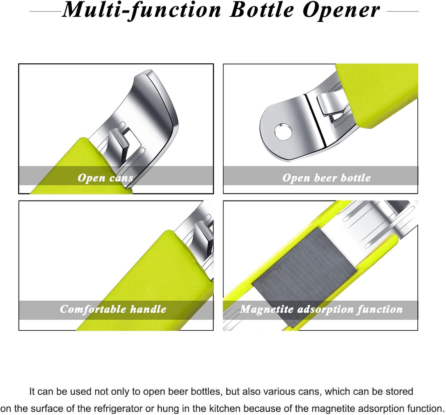 3 Pieces Magnetic Bottle Openers Can Opener Classic Beer Opener Stainless Steel Small Bottle Opener Can Tapper with Magnet for Camping and Traveling HANCELANT (Black Blue Fuchsia)