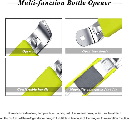 3 Pieces Magnetic Bottle Openers Can Opener Classic Beer Opener Stainless Steel Small Bottle Opener Can Tapper with Magnet for Camping and Traveling HANCELANT (Black Blue Fuchsia)
