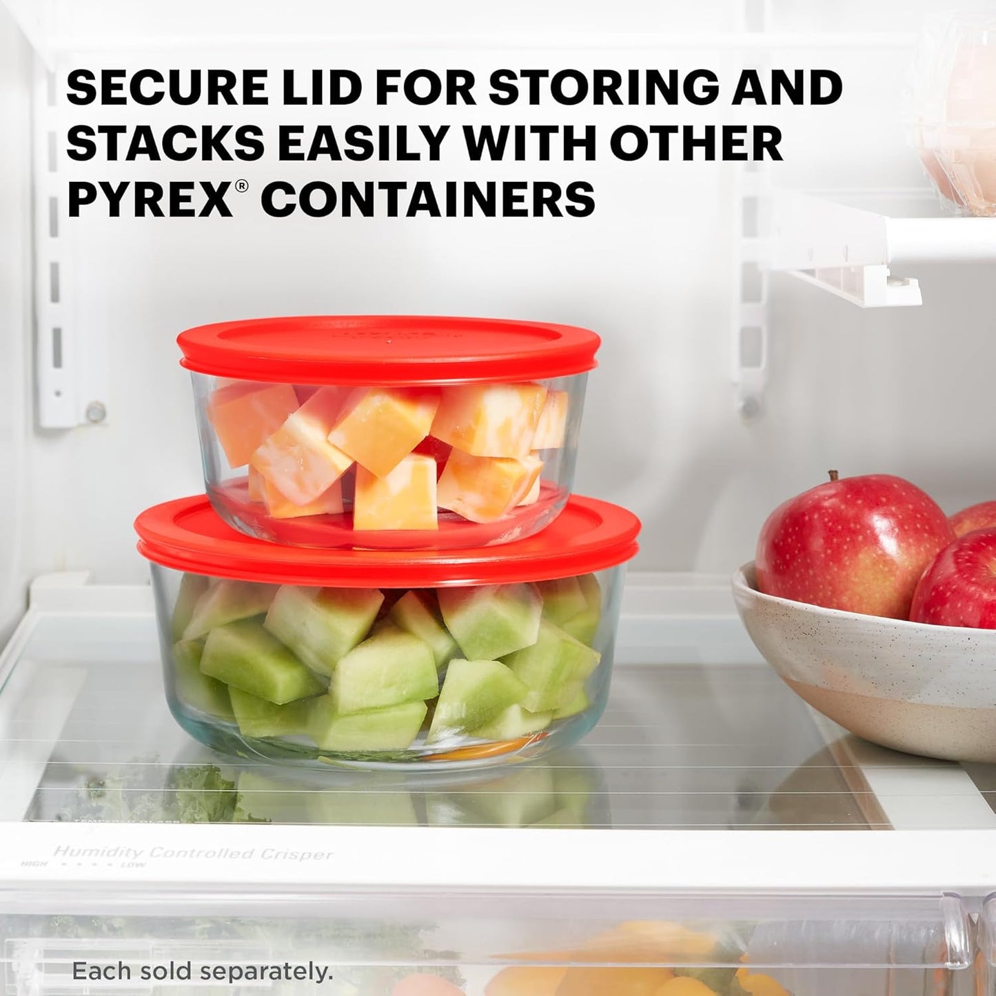 Pyrex Simply Store Glass Food Storage Container, Snug Fit Non-Toxic Plastic BPA-Free Lids, Freezer Dishwasher Microwave Safe, 11 Cup