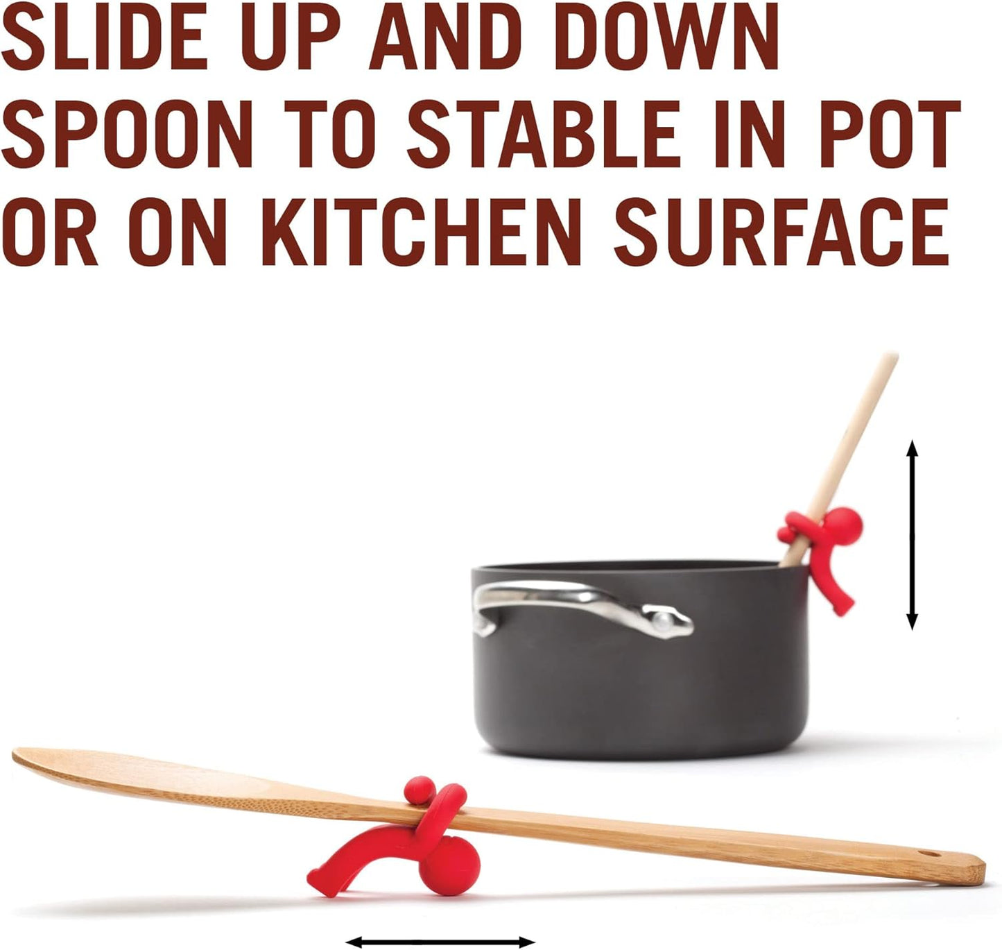 Hug Doug Spoon Saver | Spoon Holder and Lid Lifter Stopping The Spoon from Falling in | Silicone Spoon Rest | Stove Spoon Holder | Cool Kitchen Gadgets & Cute Kitchen Accessories | by Monkey Business