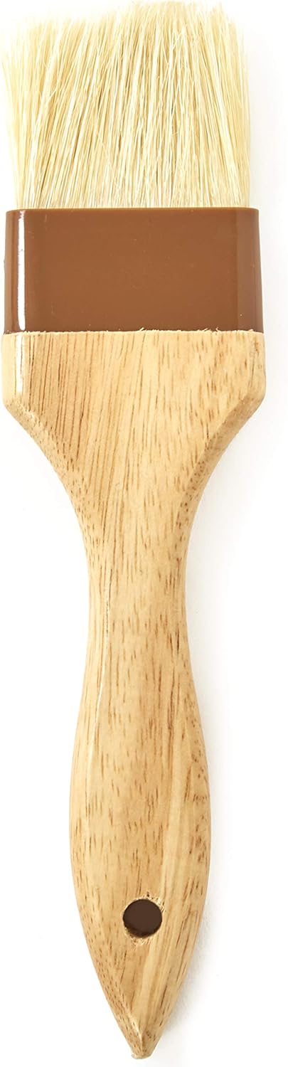 Durable, Real Wood 4 Inch Boar Bristle Pastry Brush. Grill and Kitchen Flat Brushes for Basting Meat, Spreading Butter, Eggs, BBQ Sauce or Marinades. Chef Quality Cooking, Baking or Grilling Tools