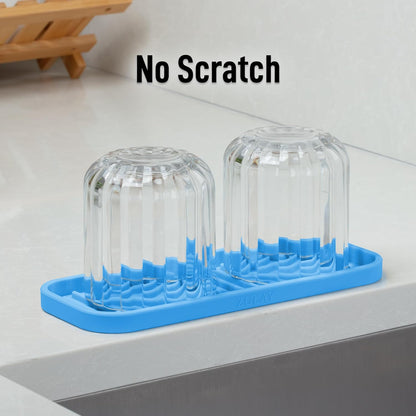 Zulay Kitchen (9x3.5in Sponge Holder for Kitchen Sink - Flexible Heavy-duty Multipurpose Sink Caddy - Counter Organizer for Kitchen, Bathroom, Makeup, Trinkets & More! (Grey)