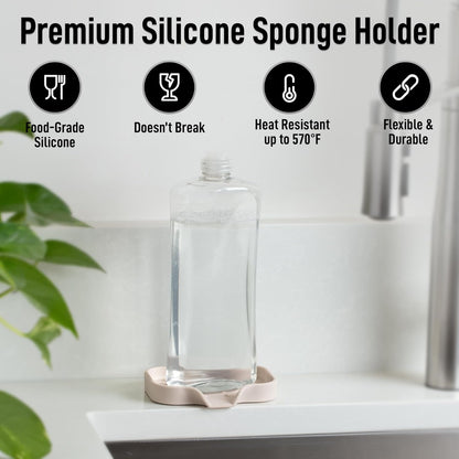 Zulay Kitchen (9x3.5in Sponge Holder for Kitchen Sink - Flexible Heavy-duty Multipurpose Sink Caddy - Counter Organizer for Kitchen, Bathroom, Makeup, Trinkets & More! (Grey)