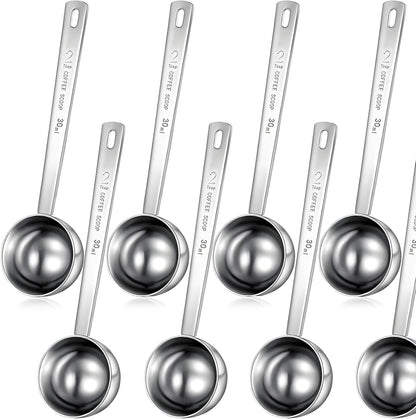 Geiserailie 4 Pcs 2 Tablespoon Scoops with Long Handle, 30 ml Stainless Steel Measuring Spoon for Coffee Milk Fruit Powder, Loose Tea Dry, Spice Jar, Cooking Baking, and Other Dry Goods