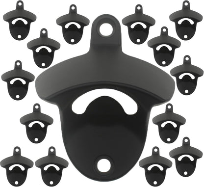 Stainless Wall Mount Beer Bottle Opener Screw in Bottle Cap Opener Black