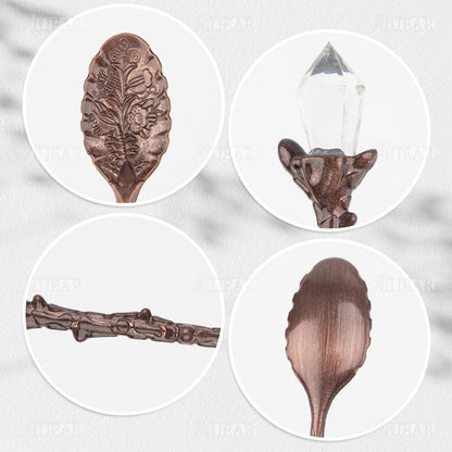 AUEAR, Retro Crystal Antique Alloy Spoon Coffee Tea Dessert Mini Ice Cream Decorative Spoons Set for Home Office (10 Pack)