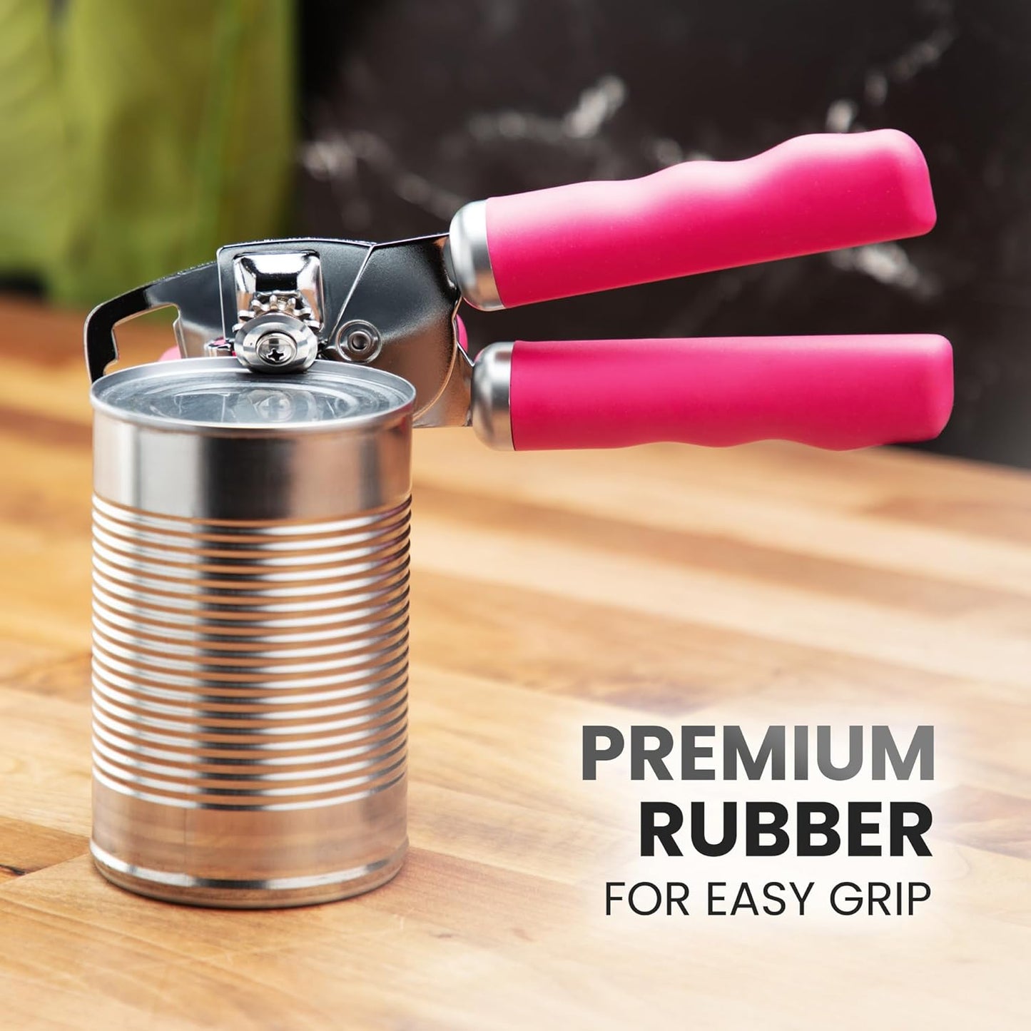 Zulay Kitchen Heavy Duty Stainless Steel Can Opener Manual with Bottle Opener - Rust Proof Manual Can Opener With Turn Knob & Comfy Soft Grip Handles - Black