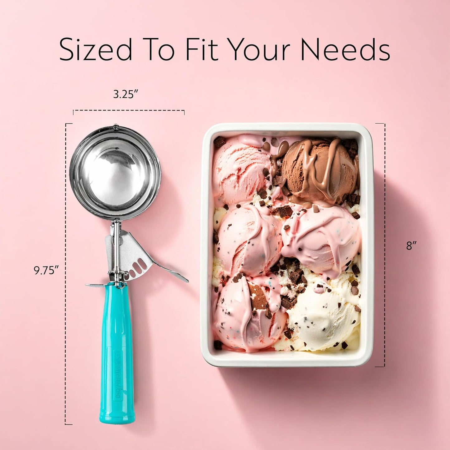Restaurantware Met Lux 2 Ounce Portion Scoop 1 Trigger Release Cookie Scoop - With Yellow Handle Stainless Steel Disher For Portion Control Scoop Cookie Dough Cupcake Batter Or Ice Cream