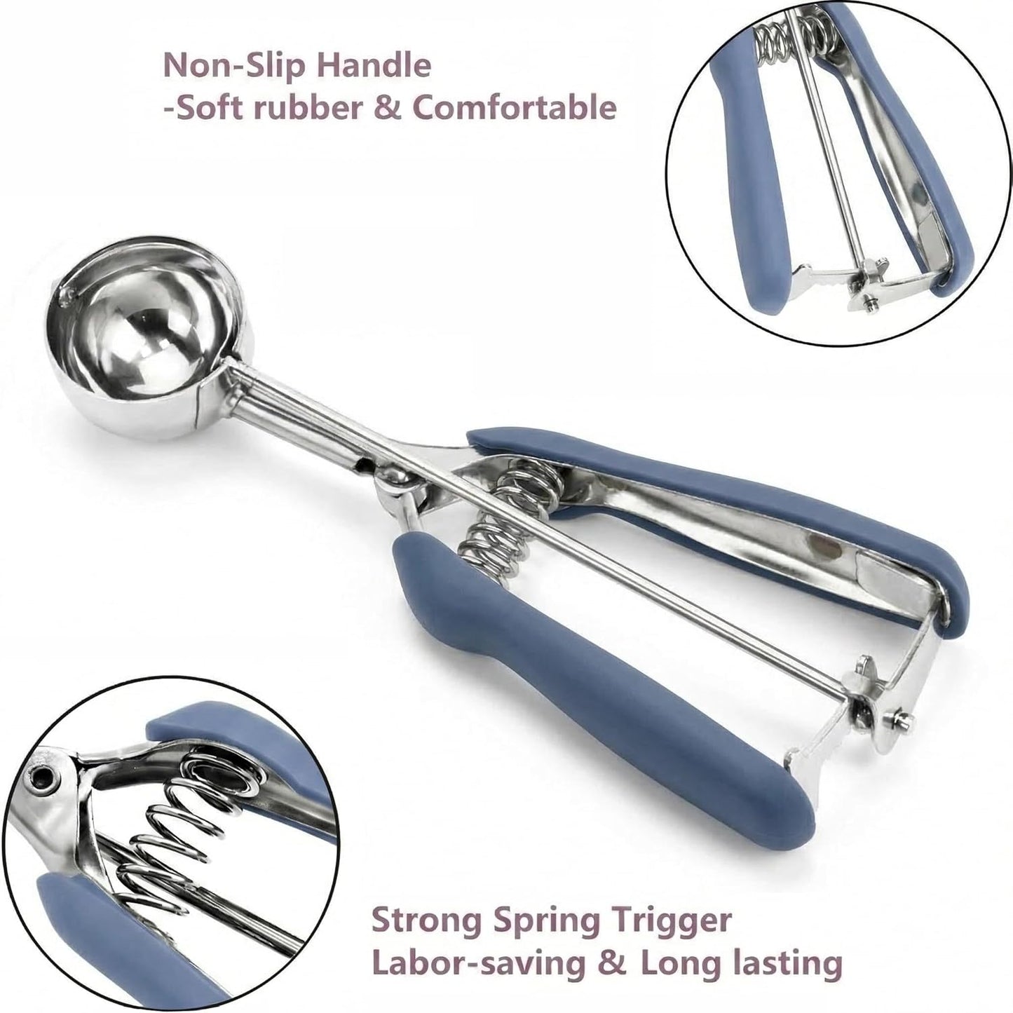Ice Cream Scoop, 18/8 Stainless Steel Cookie Scoop, Cookie Scoops for Baking, 2 Tbsp/ 30 ml/ 1 oz Cookie Dough Scoop, Ice Cream Scooper with Trigger Release, Cookie Scooper for Baking