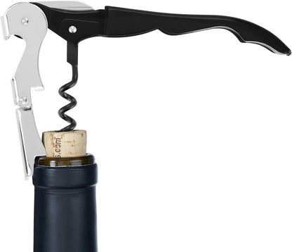 True Truetap Double Hinged Waiter's Corkscrew Wine Opener, Stainless Steel Wine Bottle Opener with Built In Foil Cutter, Home Bar Tools, Bar Cart Accessories, Wedding Gifts, Set of 1, Black