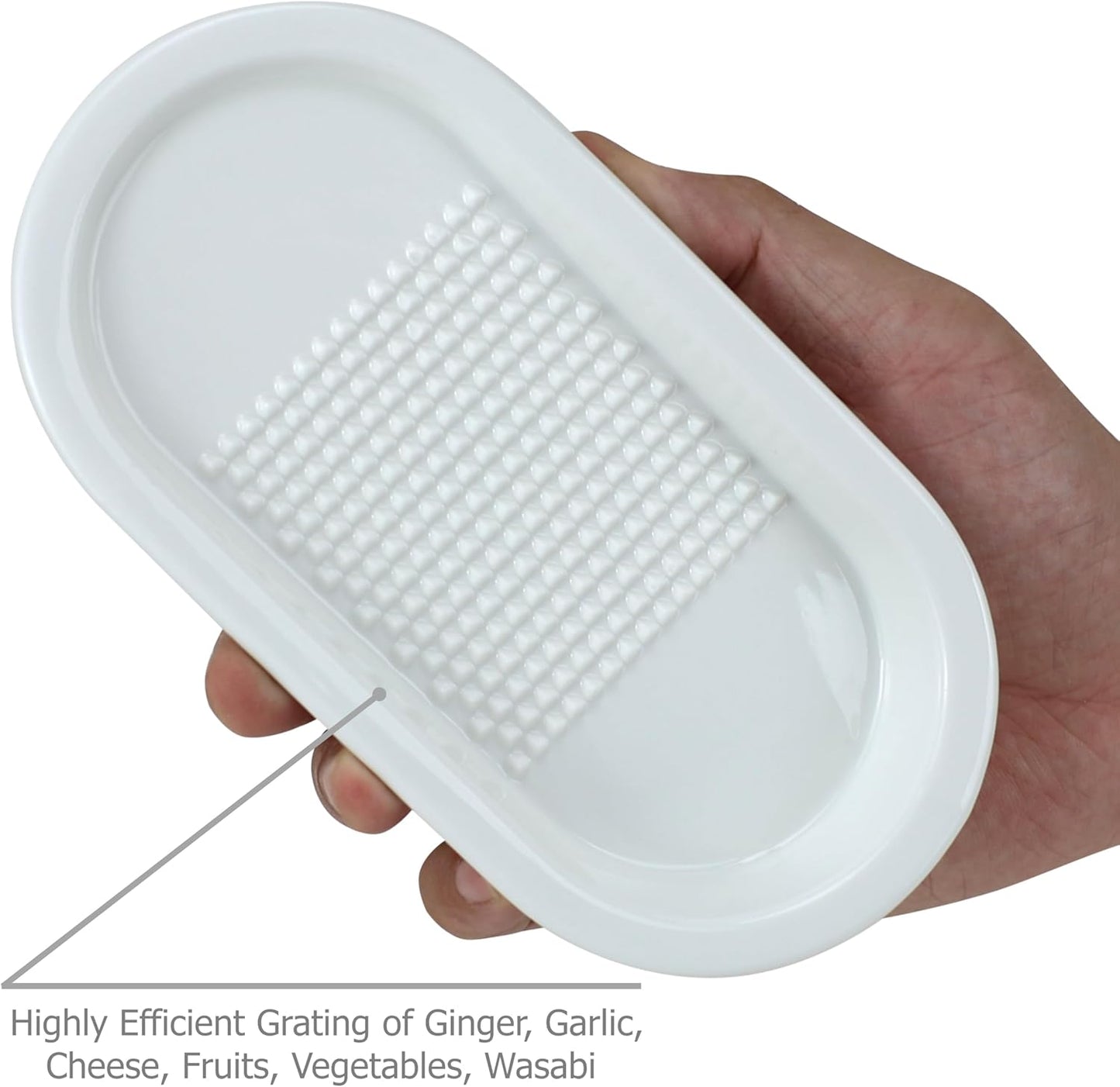 EIKS Ceramics Grater Plate for Ginger Garlic Wasabi Daikon Fruits Root Vegetable Cooking Preparation (Spade-shaped)