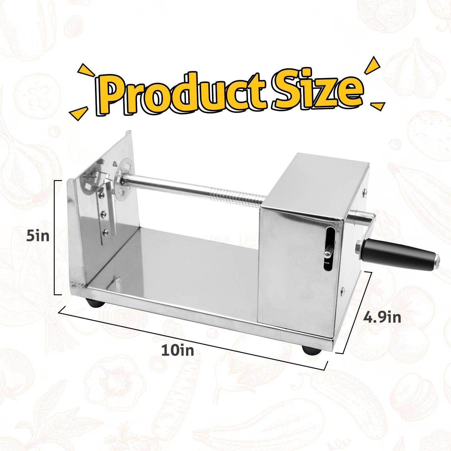 RioRand Manual Spiral Potato Cutter, Stainless Steel Tornado Twister with Blades for Curly Fries, DIY Potato Slicer for Home Kitchen, BBQ, Carrots, Cucumbers