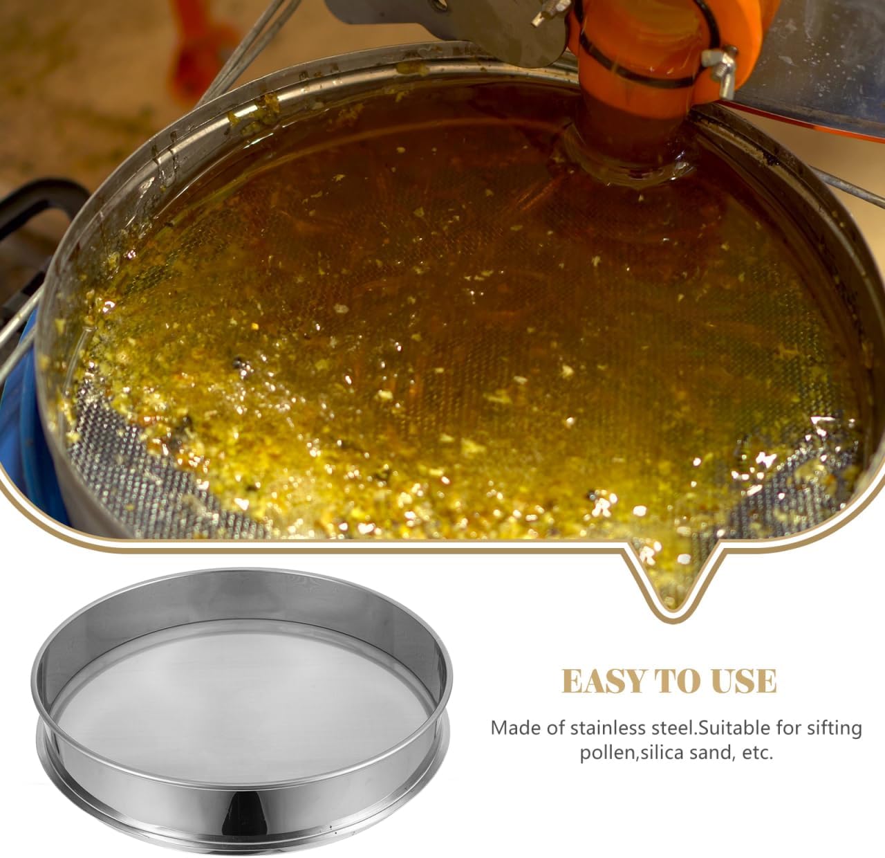 Hemoton Stainless Steel Sifter 11.8 Inch 150 Mesh Fine Screen Flour Sieve for Baking Cooking Kitchen Use