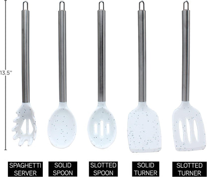 COOK WITH COLOR Silicone Cooking Utensils, Kitchen Utensil Set, Easy to Clean Silicone Kitchen Utensils, Cooking Utensils for Nonstick Cookware, Kitchen Gadgets Set, 10 Pieces, Green