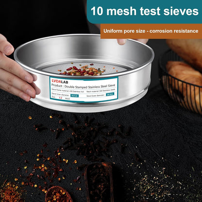 304 Stainless Steel Mesh Lab Sieve, 80 Mesh (0.2mm) Aperture Test Sieve, 7.9Inch(20cm) Diameter Economy Standard Analysis Sample Test Sieves for Industrial Laboratory Homes - Colors A