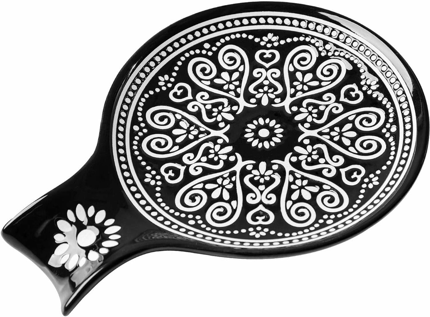 Ceramic Spoon Rest, Cooking Spoon Holder for Kitchen Counter/Stove Top/Dining Table Modern Farmhouse Decorative, Large (Blue)