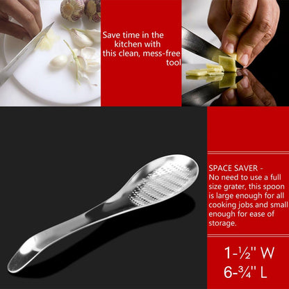 Stainless Steel Ginger Grater Spoon Lime Lemon Zester Cheese Grater Wasabi Ginger Stainless Garlic Press Grinding Gadget