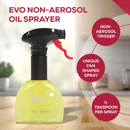 Evo Oil Sprayer Minis, Non-Aerosol for Olive, Cooking Oils, and Vinegars, 8-Ounce Capacity, 1 Each Yellow and Green
