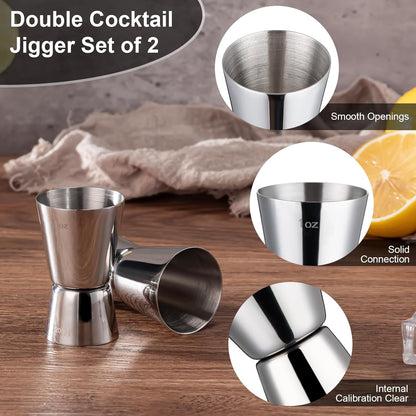 Briout Jigger for Bartending, Double Cocktail Jigger Japanese Premium 304 Stainless Steel Jigger 2 OZ 1 OZ with Measurements Inside
