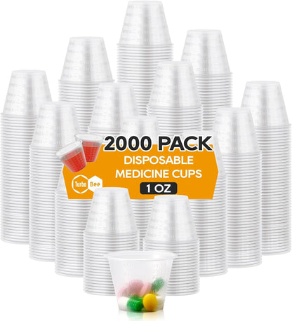 Turbo Bee Disposable Medicine Cups (1 oz) 1200 Pack,Small Plastic Measuring Cups for Medical Purposes, or Mixing and Measuring Resin, Epoxy, DIY Arts, Paint