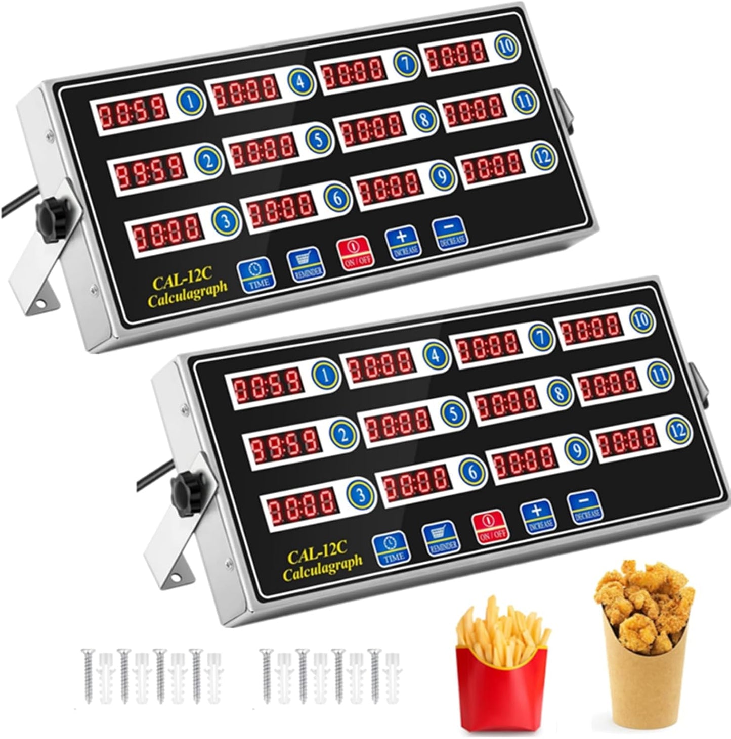 Relaxweex 1 Pack Commercial 8 Channel Digital Kitchen Timer, Multi-Countdown Timer with Loud Alarm & Large LCD Display, Wall Mount or Countertop for Restaurant, Fry Station, Baking & Lab Use