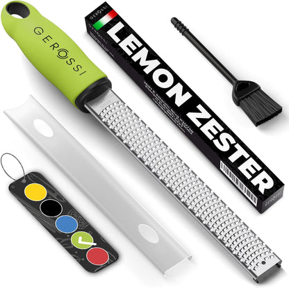 Stainless Steel Cheese and Citrus Zester Grater w/Extra Sharp Blade - Perfect for Lemons, Parmesan, Garlic, Chocolate - Spice Up any Kitchen Dish in Seconds with Your Premium Hand Held Shredder