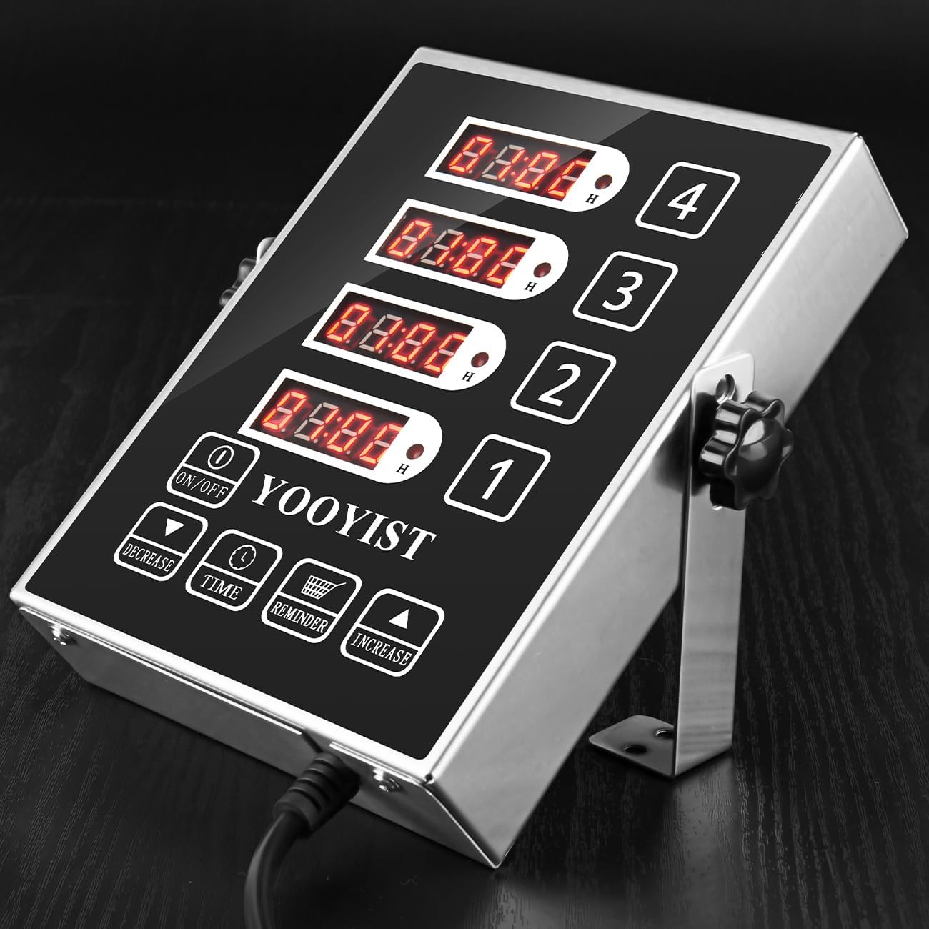 Precision Kitchen Timers for Cooking – 4 Channel Commercial Kitchen Timer Restaurant Kitchen Supplies – Stainless Steel Digital LED Chef Cooking Timer – Reminder Function, Loud Alarm, Blue