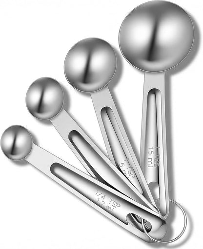 4Pcs Stainless Steel Measuring Spoons Set Metal Teaspoon Measuring Spoons Set, Table Spoon Measure Spoon for Coffee, Teaspoon Scoop Kitchen Gadgets Cooking