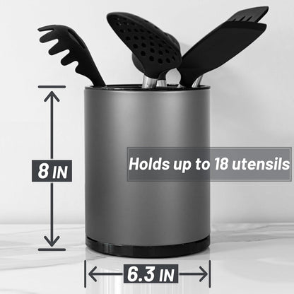 Kitchen Utensil Holder for Countertop 360° Rotating Utensil Caddy Extra Large Utensil Crock Cooking Utensil Holder for Kitchen Counter