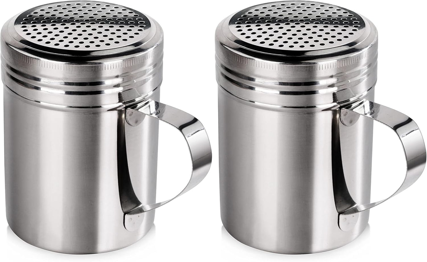 New Star Foodservice 28478 Stainless Steel Dredge Shaker, 10-Ounce, Set of 2