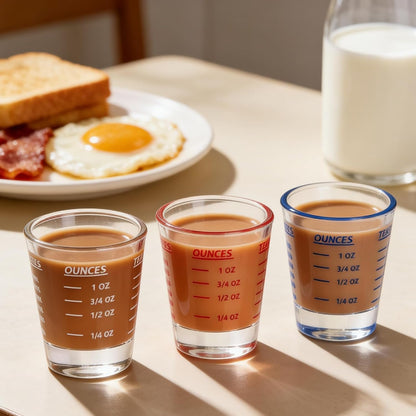 Shot Glass Measuring Cup，Espresso Shot Glass 26-Incremental Measurement 1oz, 6 Tsp, 2 Tbs, 30ml，Kitchen Tools，Bar Bartender Accessories, Jigger for Bartending (2 Pack-Blue)