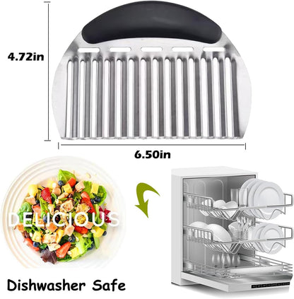 Large Crinkle Cutter French Fry Cutter, Large Crinkle Potato Slicer Wavy Chopper, Stainless Steel Wavy Slicer Crinkle Cutting Chopping Tools with Handle for Carrot Vegetable