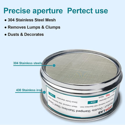 304 Stainless Steel Mesh Lab Sieve, 325 Mesh (0.045mm) Aperture Test Sieve, 4inch(10cm) Economy Standard Analysis Sample Test Sieves for Industrial Laboratory Homes - Colors A