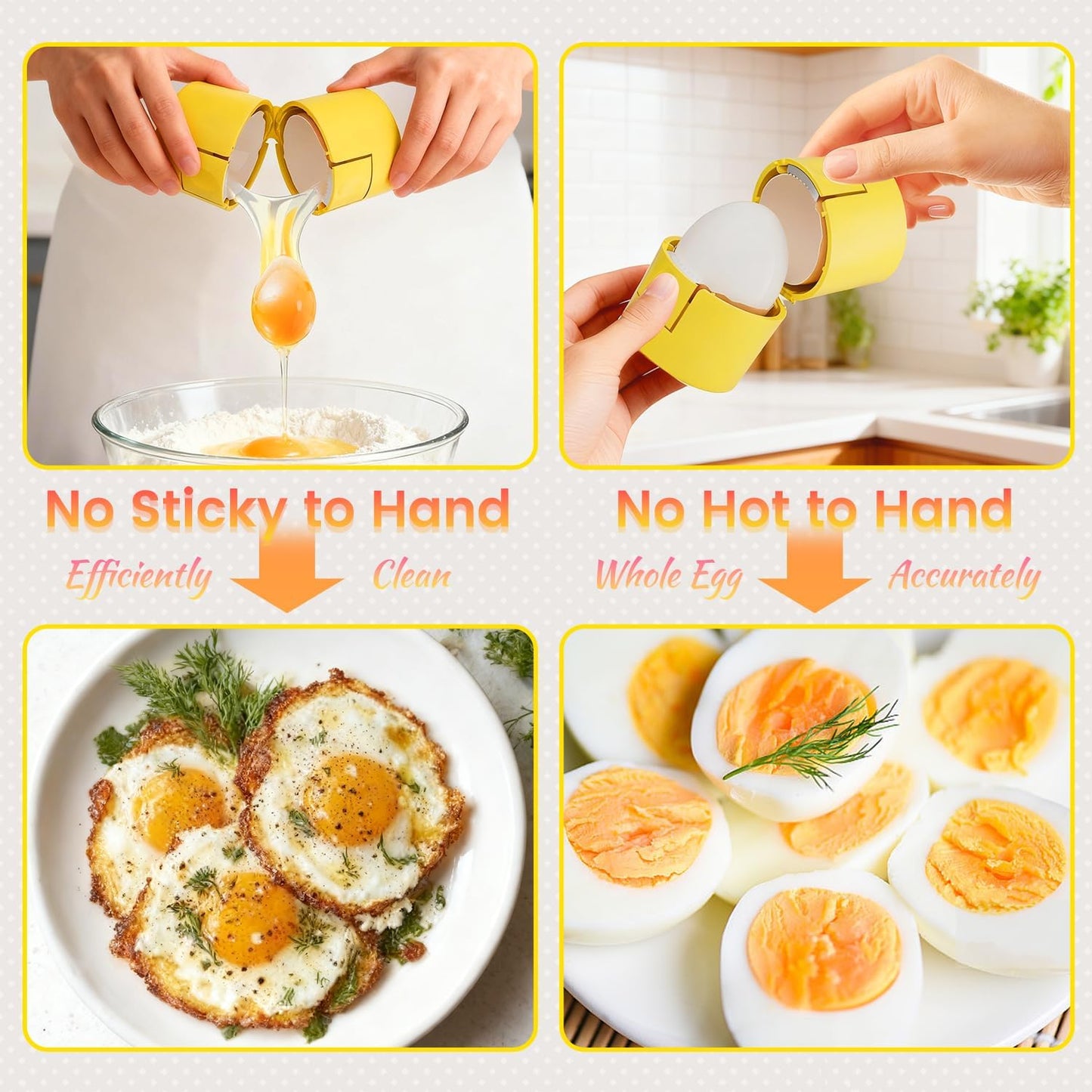 Upgraded 2 in 1 Egg Shell Opener, Hard Boiled Egg Peeler with Piercer, Cute Egg Cracker for Raw Eggs, Egg Separator for Home Kitchen Gadgets Tool