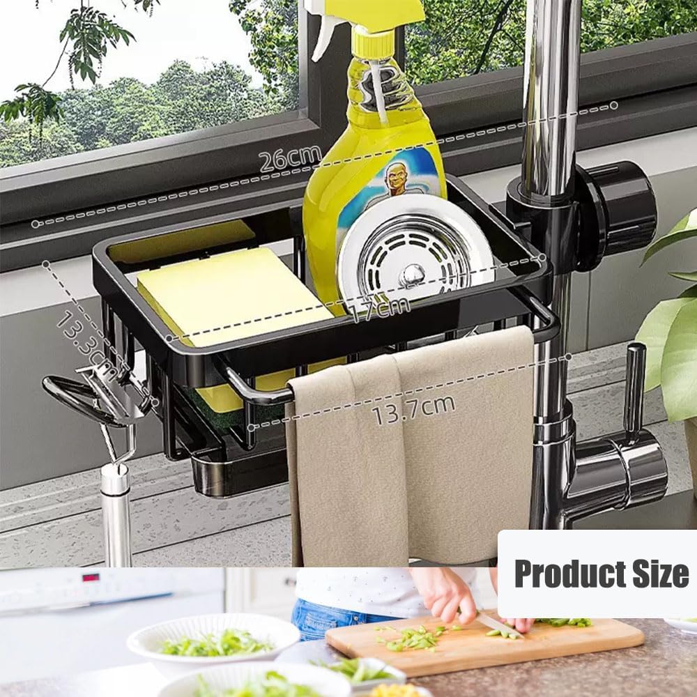 Clip-on Draining Basket, Adjustable Kitchen Drain Basket, Kitchen Basket for Storage rack, dishwashing sink, sink, draining basket, multi-functional rack (Silver)