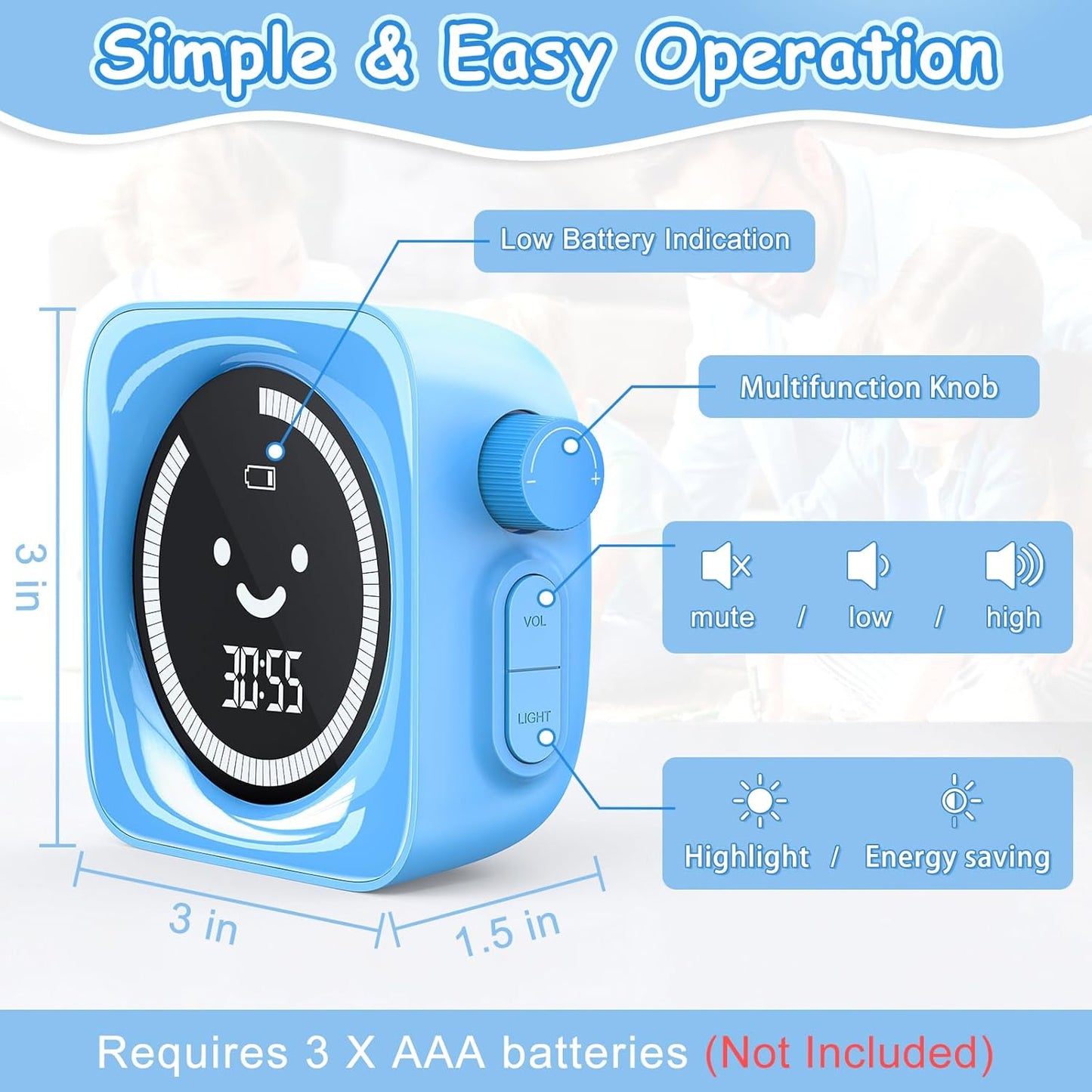 Visual Timer, 99 Minute Digital Kitchen Desk Timer for Office Supplies Home Productivity Management Tool Countdown Count Up, White